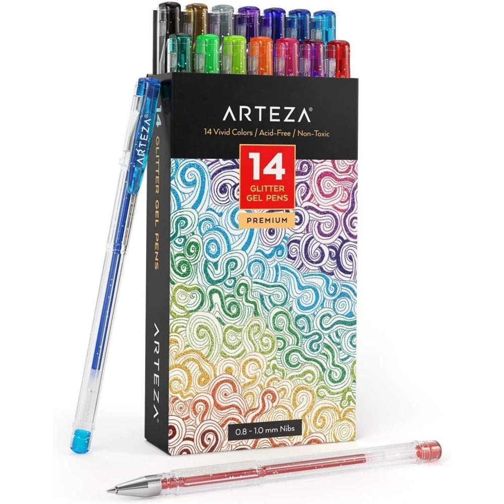 Gel Ink Pens, Glitter – Set of 14